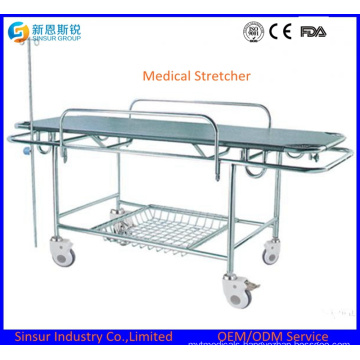 Medical Instrument Hospital Transport Emergency Folding Stretcher with Wheels